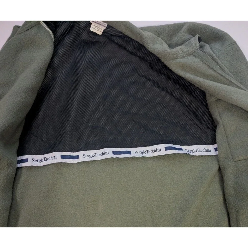 Sergio Tacchini Men's Fleece Jacket Olive XL Green, Vintage